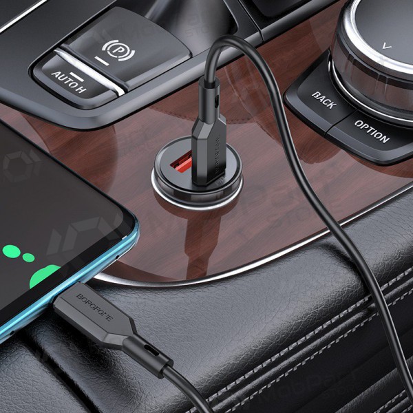 Lader automobilinis Borofone BZ18A USB-A/Type-C PD20W+QC3.0 + Type-C (zwart)