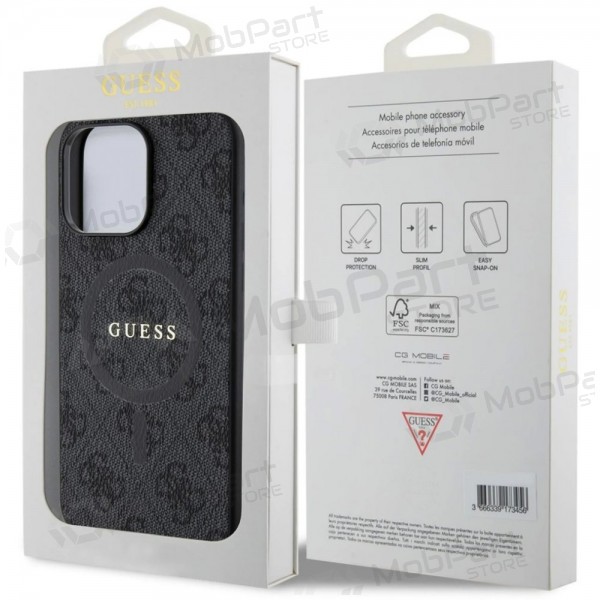 Apple iPhone 15 Pro Max hoesje - Guess PU Leather 4G Colored Ring MagSafe (zwart)
