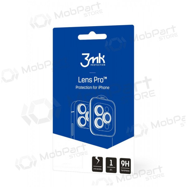 Apple iPhone 16, 16 Plus beschermend gehard glas voor camera - 3MK Lens Pro (zwart)