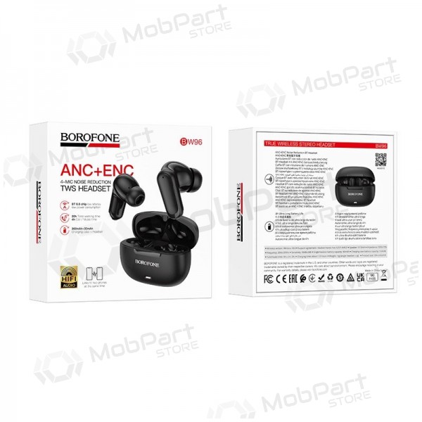 Draadloze hoofdtelefoon Borofone BW96 Bluetooth ANC+ENC USB-C zwart