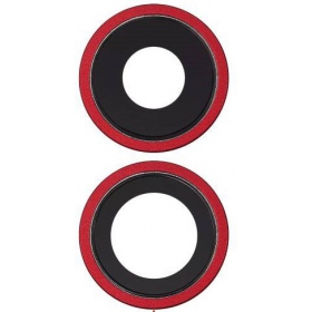 Apple iPhone 11 cameraglas (2 stuks) (rood) (met frame)