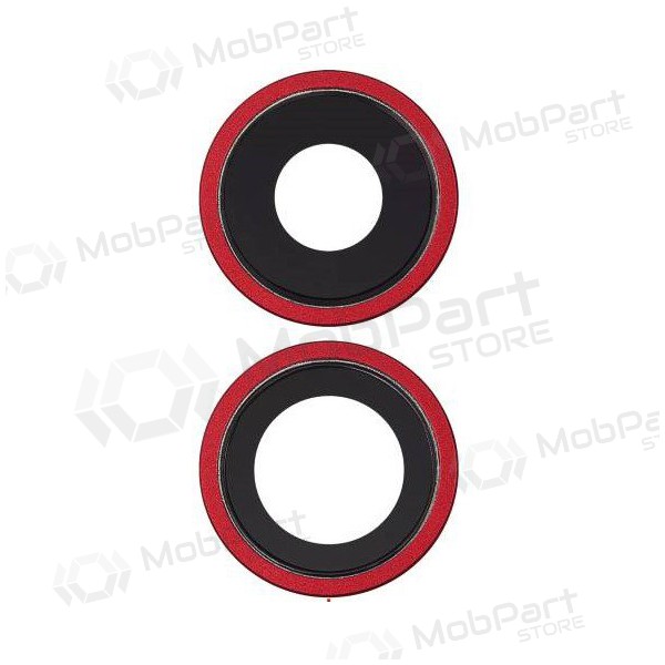 Apple iPhone 11 cameraglas (2 stuks) (rood) (met frame)