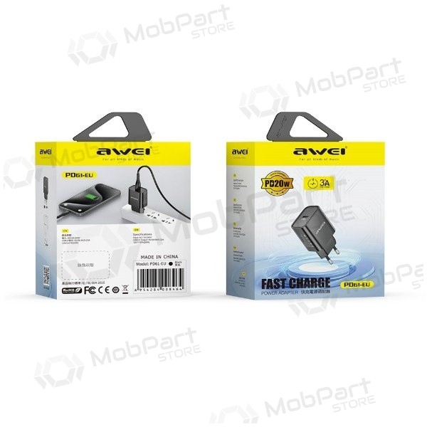 Telefoonoplader Awei PD61-EU 20 W USB-C wit
