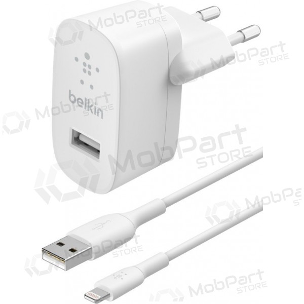 Lader buitinis Belkin Boost Charge USB-A 12W + Lightning kabel wit