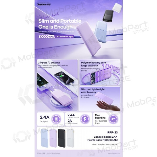 Externe batterij Power Bank Remax RPP-23 12W 10000mAh zwart