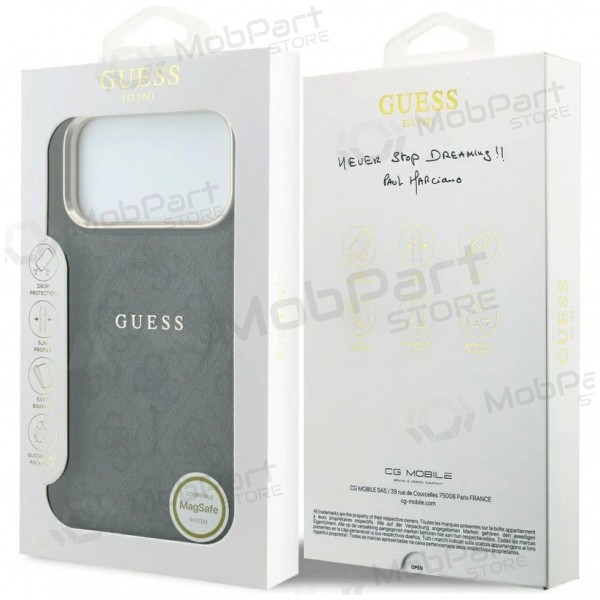 Apple iPhone 18 Pro hoesje - Guess PU Leather 4G Gold Frame Embossed MagSafe (zwart)