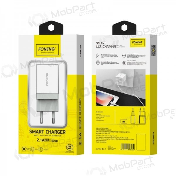 Telefoonoplader Foneng K210 10 W USB-A wit