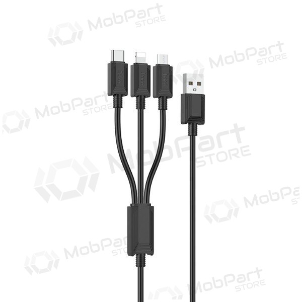 USB kabel Hoco X74 3in1 microUSB-Lightning-Type-C 1.0m (zwart)