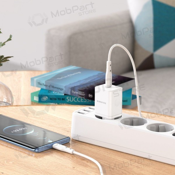 Lader buitinis Borofone BN6 Type-C PD+QC3.0 20W, wit