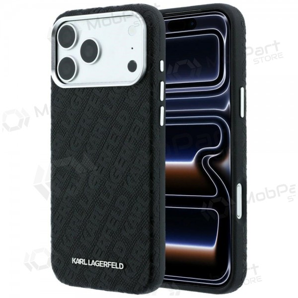 Apple iPhone 18 Pro Max hoesje - Karl Lagerfeld PU Grained Allover Semi Wrap MagSafe (zwart)