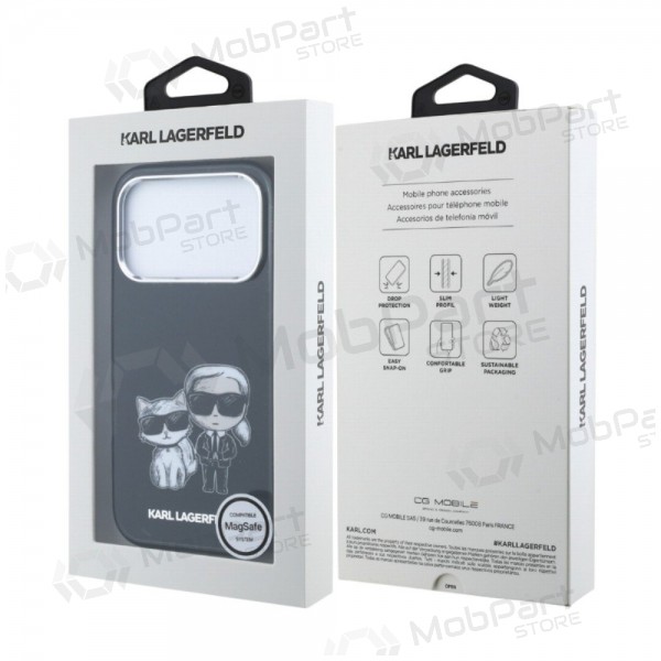 Apple iPhone 18 Pro hoesje -Karl Lagerfeld PU Semi Wrap Smooth Sketch Bodies MagSafe- (zwart)