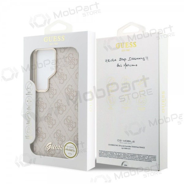 Samsung Galaxy S26 Ultra hoesje - Guess PU 4G Script Metal Logo Magnetic (roze)