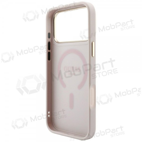 Apple iPhone 18 Pro Max hoesje - Guess PU Leather 4G Gold Frame Embossed MagSafe (roze)