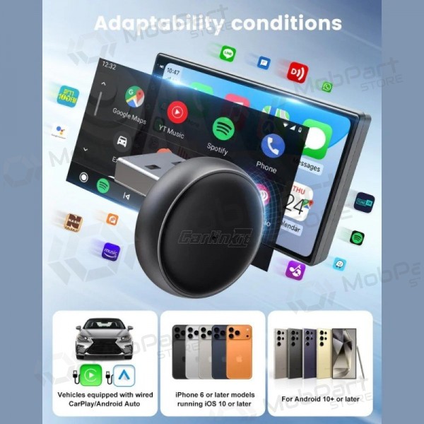 CarPlay adapter Carlinkit Mini Ultra3 draadloze Android Auto zwart