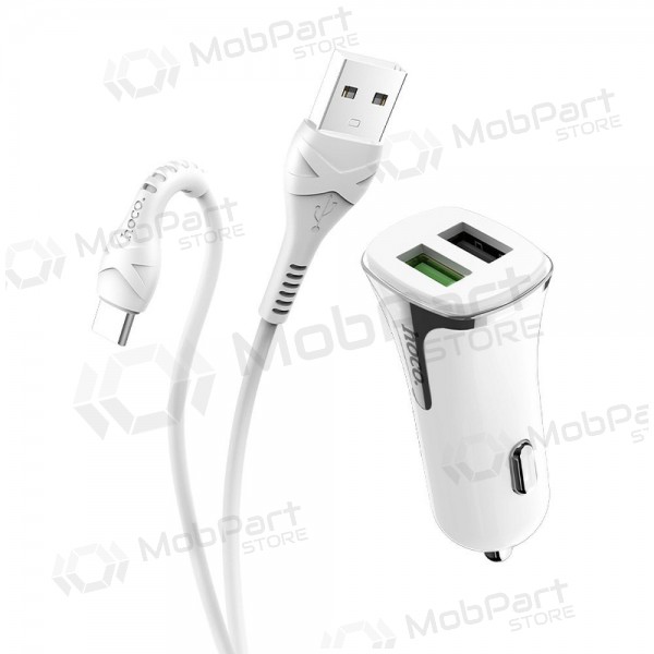 Lader automobilinis Hoco Z31 Quick Charge 3.0 (3.4A) x 2 USB + Type-C (wit)