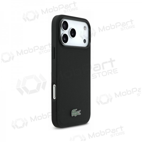 Apple iPhone 18 Pro Max hoesje - Lacoste PVC Petit Pique Semi Wrap Embossed MagSafe (zwart)