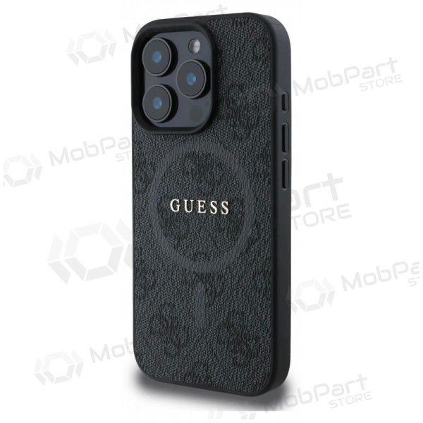 Apple iPhone 16 Pro Max hoesje - Guess PU Leather 4G Colored Ring MagSafe (zwart)