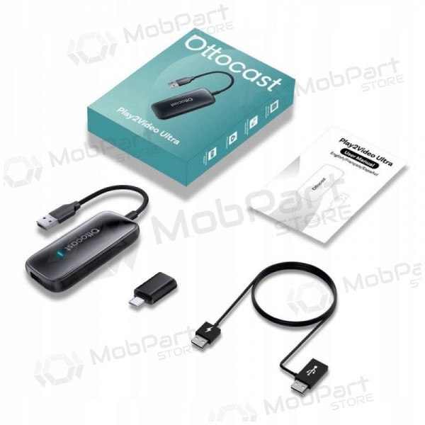Draadloze CarPlay/Android Auto-adapter Ottocast Play2Video Ultra zwart