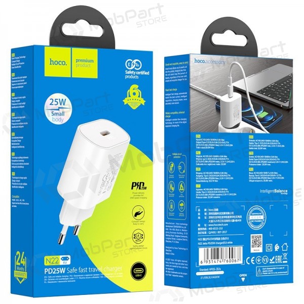 Telefoonoplader Hoco N22 25 W USB-C wit