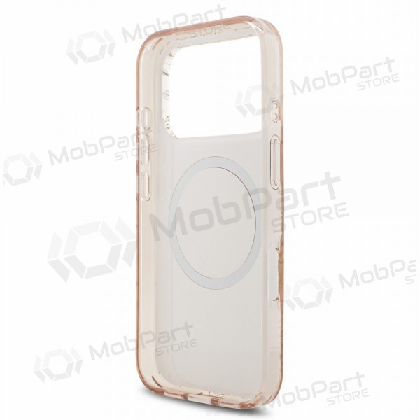 Apple iPhone 18 Pro hoesje - Guess IML Flowers Allover Strap MagSafe (roze)