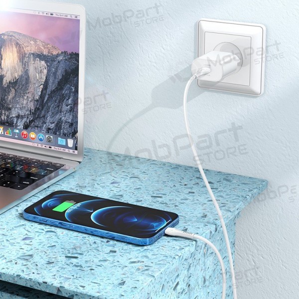 Telefoonoplader Hoco N22 25 W USB-C met Lightning-kabel 1 m wit