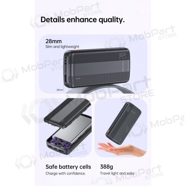 Externe batterij Power Bank Awei P19K 5V/2.4A 20000mAh zwart