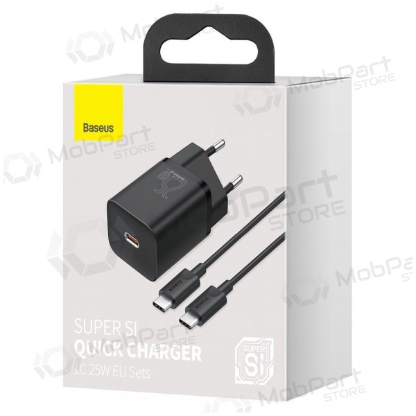 Lader buitinis Baseus Super Si 25W + Type-C 1.0m zwart TZCCSUP-L01