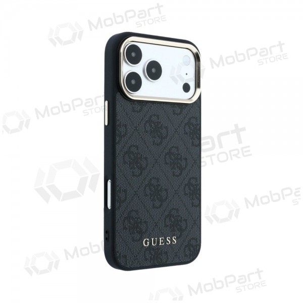 Apple iPhone 18 Pro hoesje - Guess PU Leather 4G Gold Frame MagSafe (zwart)