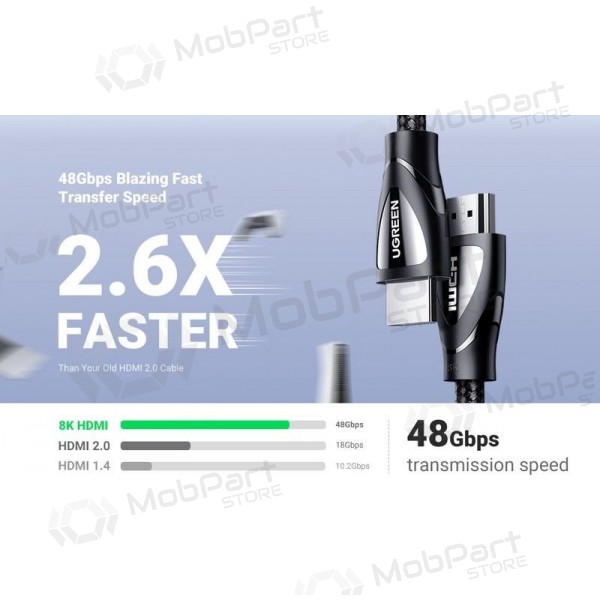 HDMI-kabel Ugreen HD140 80401 HDMI naar HDMI 1 m HDMI 2.1 8K@60Hz zwart