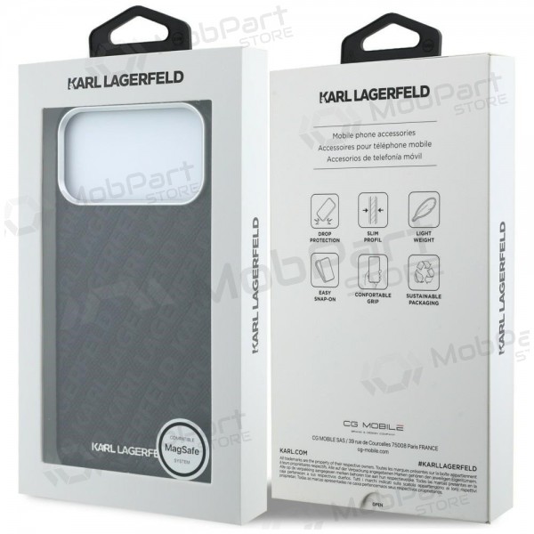 Apple iPhone 18 Pro hoesje - Karl Lagerfeld PU Grained Allover Semi Wrap MagSafe (zwart)