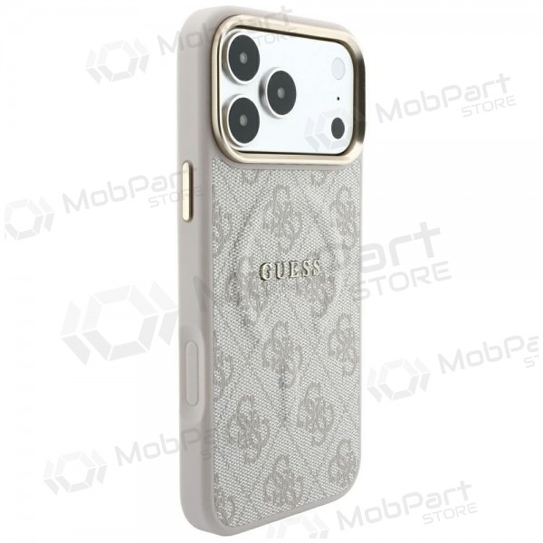 Apple iPhone 18 Pro hoesje - Guess PU Leather 4G Gold Frame Embossed MagSafe (roze)