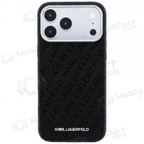 Apple iPhone 18 Pro Max hoesje - Karl Lagerfeld PU Grained Allover Semi Wrap MagSafe (zwart)