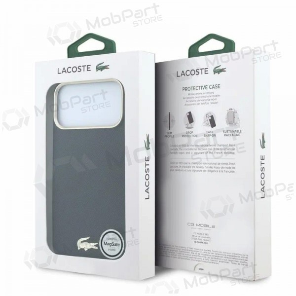 Apple iPhone 18 Pro Max hoesje - Lacoste PU Leather Champs Elysees Gold Logo MagSafe (zwart)