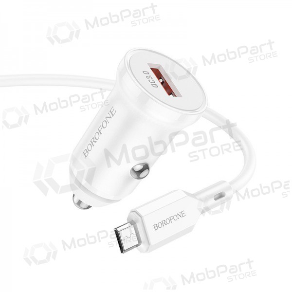 Lader automobilinis Borofone BZ18 Quick Charge 3.0 18W + MicroUSB (wit)