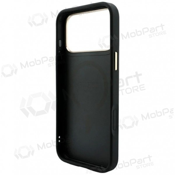 Apple iPhone 18 Pro hoesje - Guess PU Leather 4G Gold Frame Embossed MagSafe (zwart)