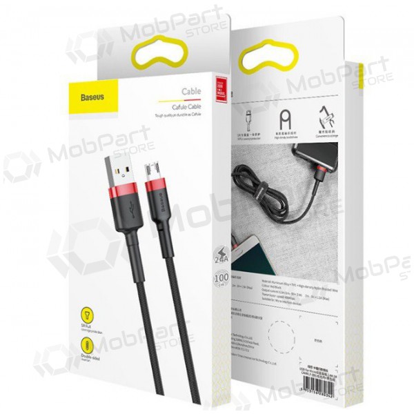 USB kabel Baseus Cafule microUSB 2.0m 1.5A (grijs-zwart) CAMKLF-CG1