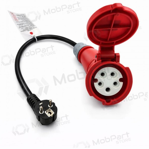 Adapter Reach CEE 16A 400 V naar 220 V Schuko zwart