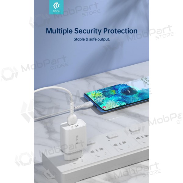 Lader Devia Smart x 2 USB (2.4A) + MicroUSB, (wit)