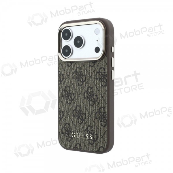 Apple iPhone 18 Pro hoesje - Guess PU Leather 4G Gold Frame MagSafe (bruin)