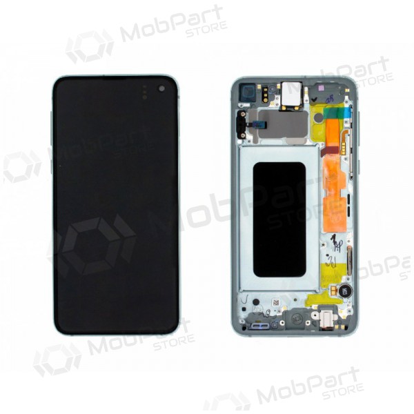 Samsung G970F Galaxy S10e LCD scherm (Prism Green) (met een frame) (gebruikt grade A, origineel)