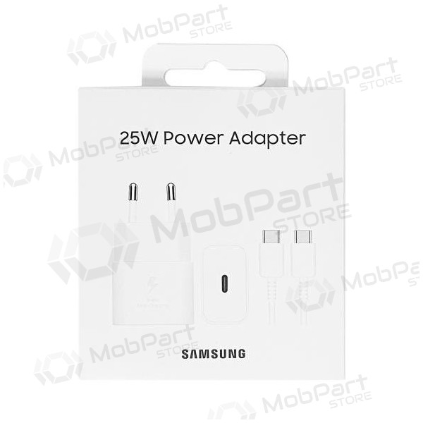 Lader origineel Samsung EP-T2510XWEGEU 25W + USB-C kabel in het pakket wit