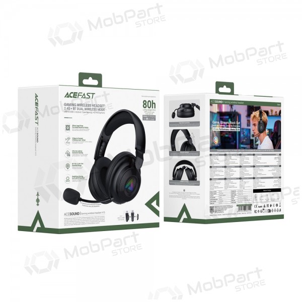 Draadloze hoofdtelefoon Acefast H15 Gaming over-ear met microfoon USB-C zwart