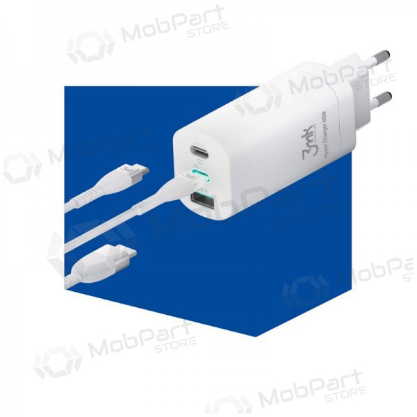 Lader 3MK HyperCharger 65W 2xUSB-C, 1xUSB-A PD 3.0/QC 4.0 (wit)