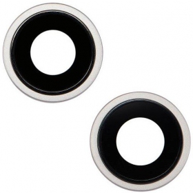 iPhone 14 / 14 Plus Cameraglas (2 stuks) (wit) (met frame)