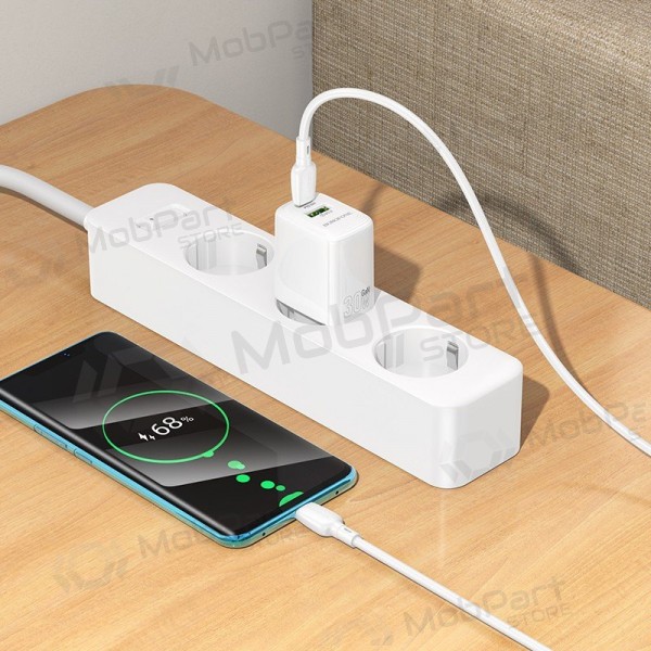 Telefoonoplader Borofone BN29 30 W USB-C + USB-A met USB-C kabel 1 m wit