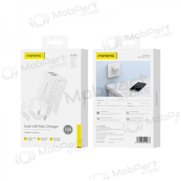 Telefoonoplader Foneng EU53 12 W USB-A wit
