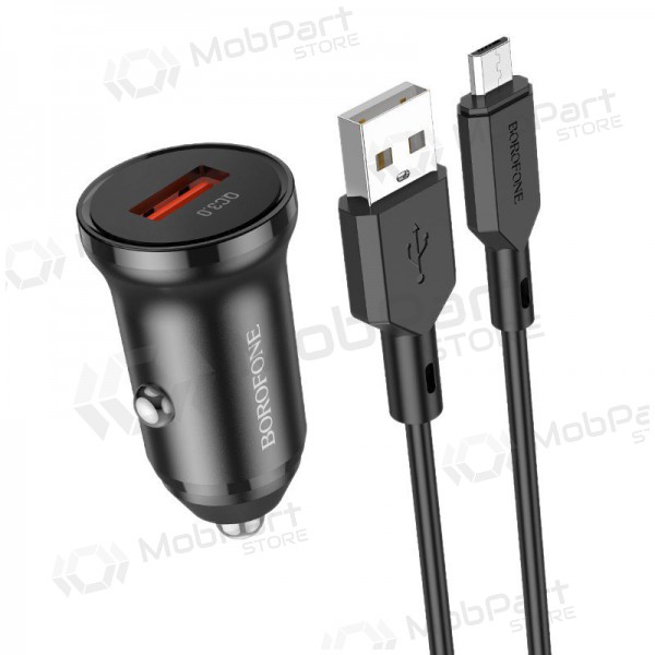Lader automobilinis Borofone BZ18 Quick Charge 3.0 18W + MicroUSB (zwart)