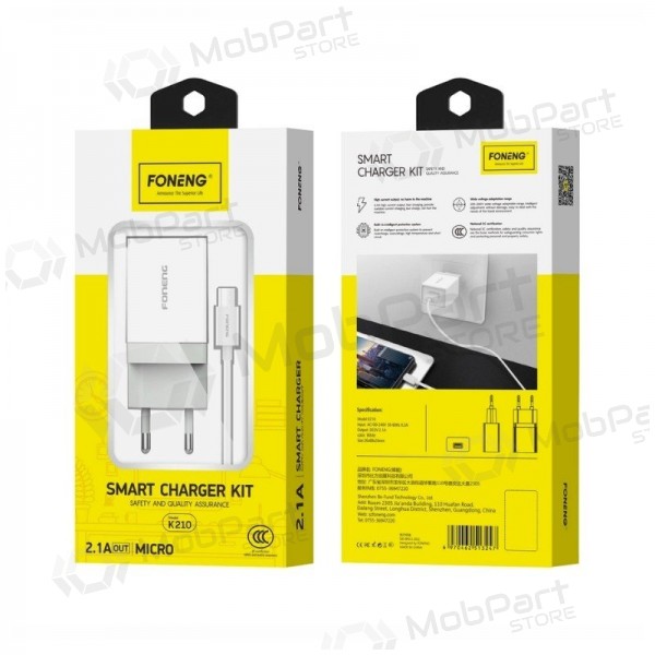 Telefoonoplader Foneng K210 10 W USB-A MicroUSB wit