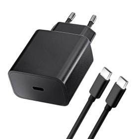 Telefoonoplader Blue Star 20 W USB-C met USB-C kabel zwart