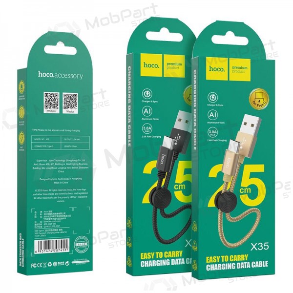 USB-kabel HOCO X35 USB-C 0.25m zwart